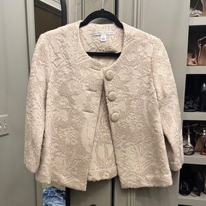Robert Kitchem Cream Bouclé Floral-Texture Jacket